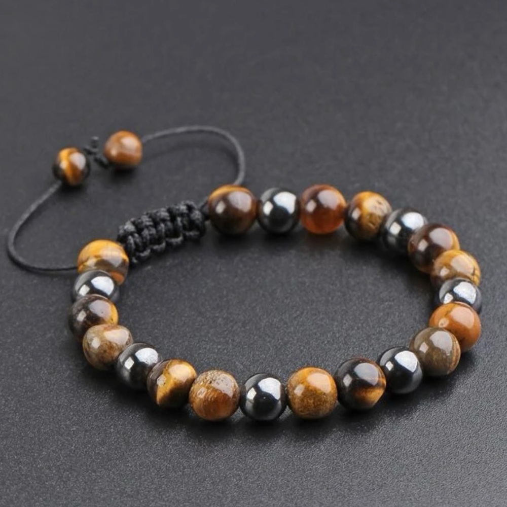 🆕 Natural Tiger Eye Hematite Bead Health Protection Bracelet